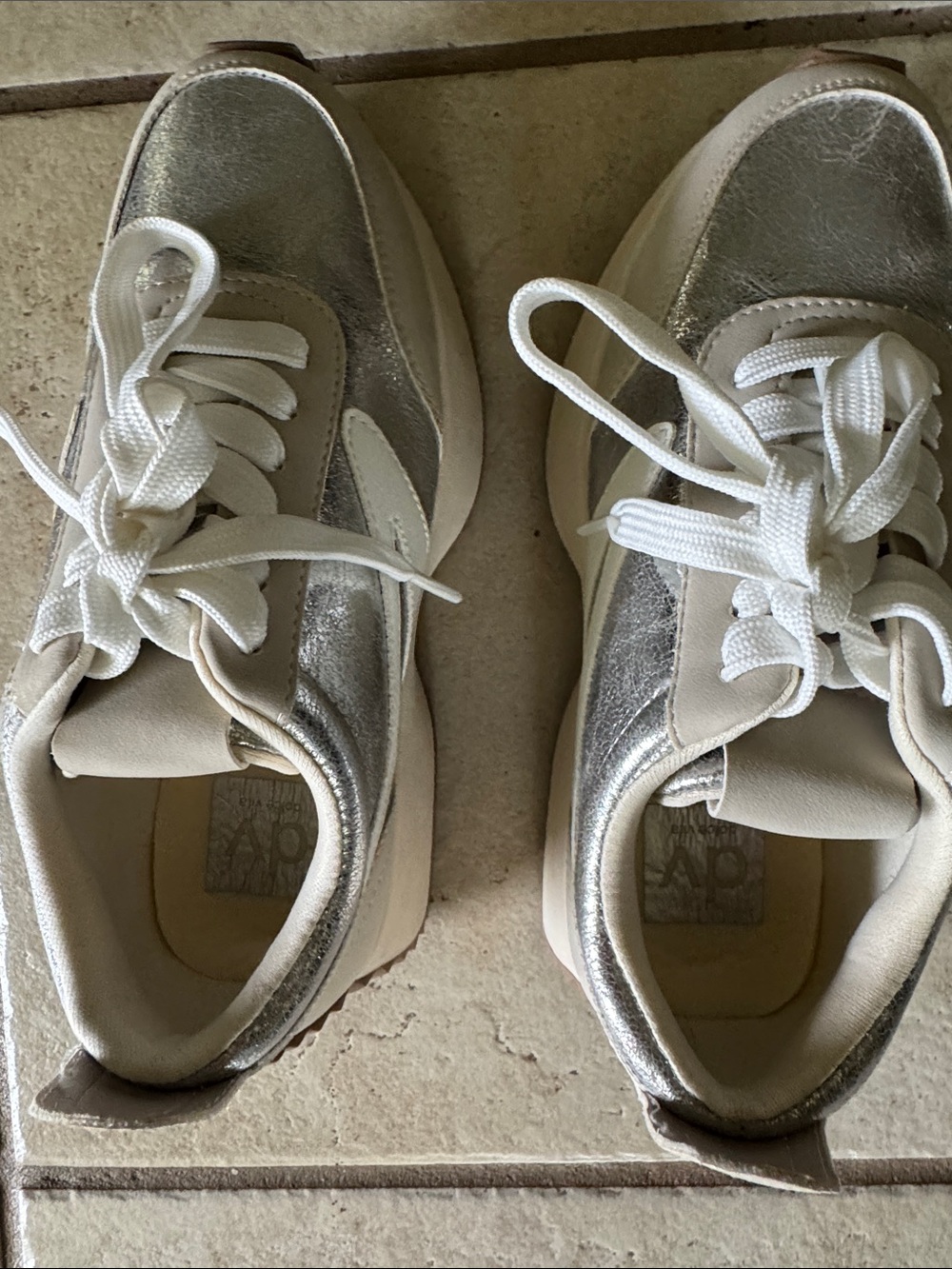 Dolce Vita White Silver Platform Sneakers